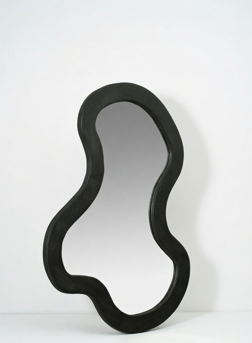 Modern Irregular Shape Wall Mirror with Wooden Frame