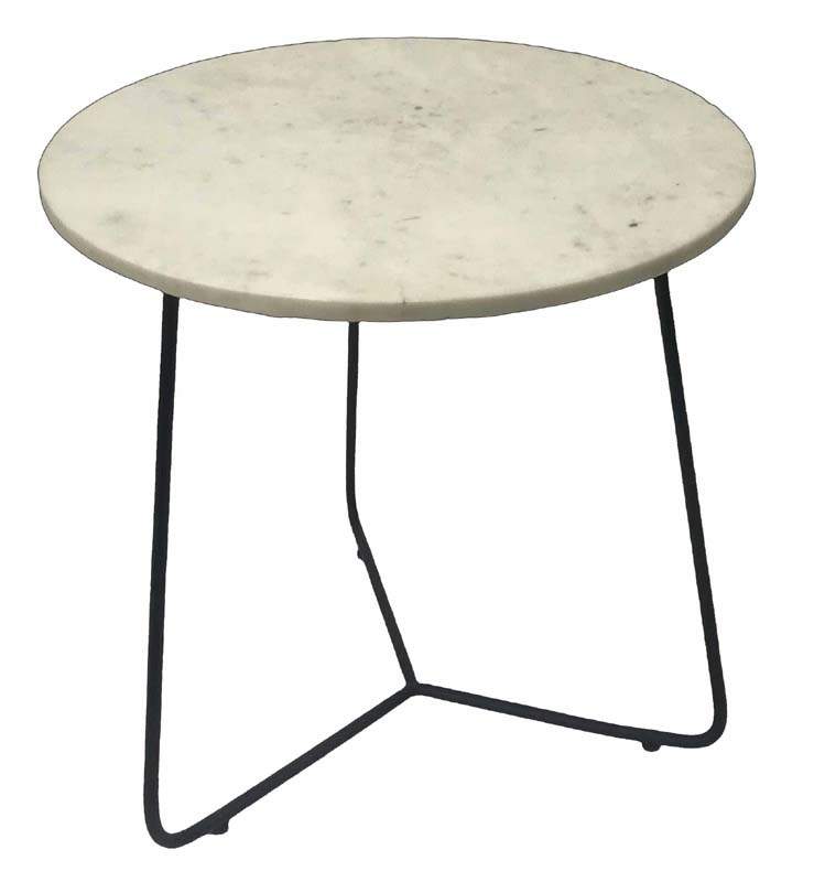 Marble Side Table with Iron Base