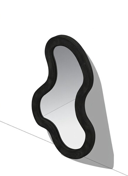 Modern Irregular Shape Wall Mirror with Wooden Frame